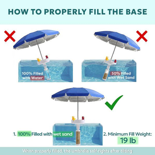 Portable Pool Bar Table Umbrellas with Cup Holder & Phone Stand