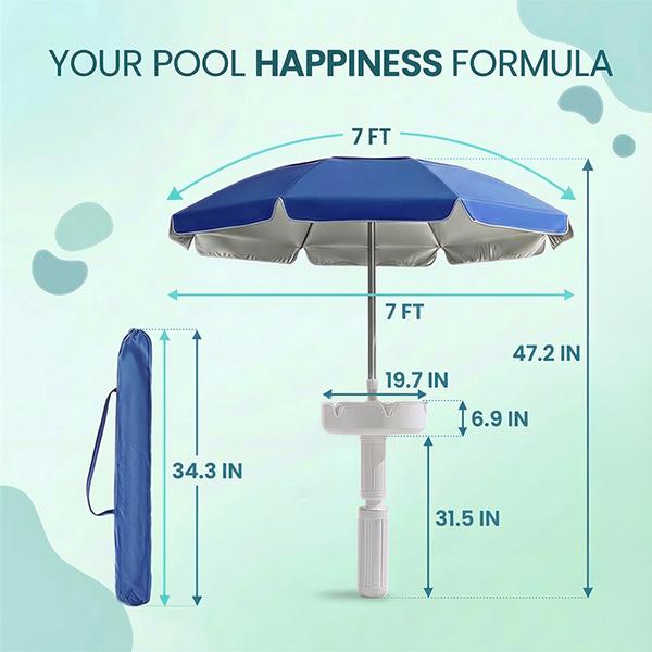Portable Pool Bar Table Umbrellas with Cup Holder & Phone Stand