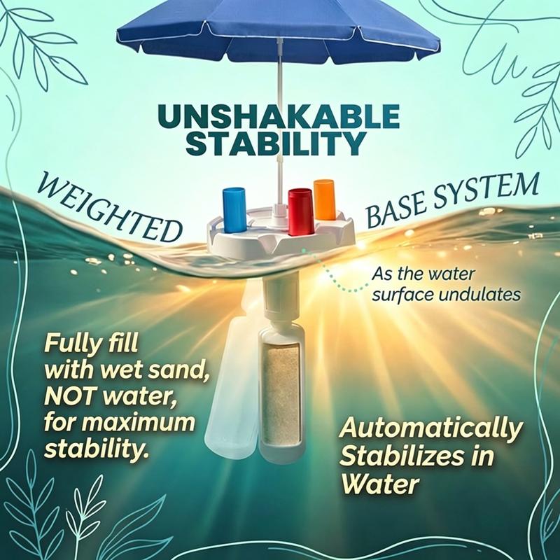 Portable Pool Bar Table Umbrellas with Cup Holder & Phone Stand