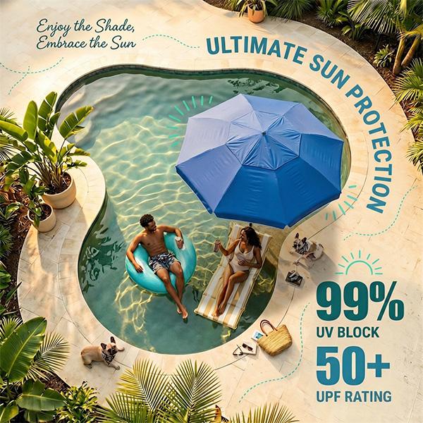 Portable Pool Bar Table Umbrellas with Cup Holder & Phone Stand